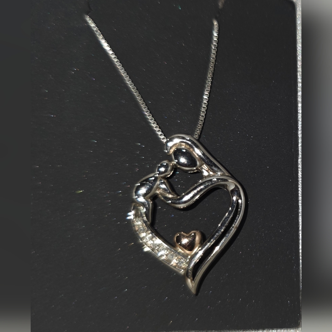 Zales Silver Heart Pendant With Gold Accent